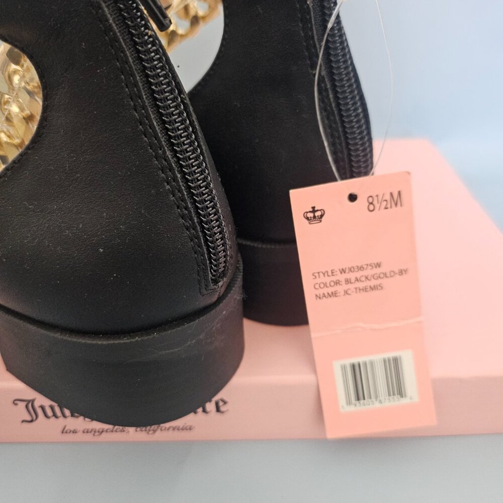 Juicy Couture Themis Chain Sandals Black Gold Block Heel Size 8.5 NWT - Picture 9 of 10